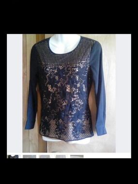 Diva Black Lace-Front Long Sleeve Top